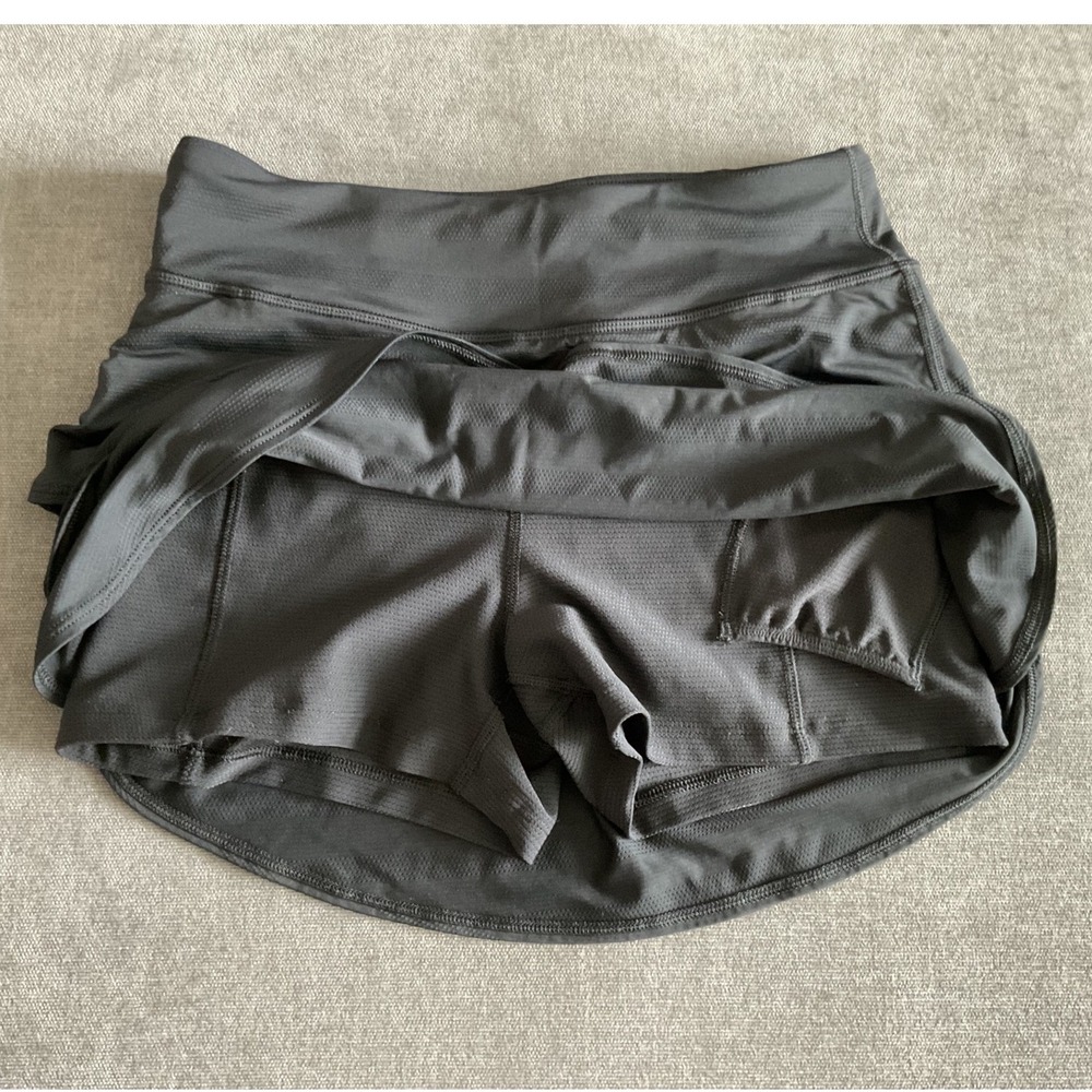 Athleta Girl Black Swing Skort Tiered Athletic Skirt Shorts XL 14 Zipper Pocket - Picture 4 of 7